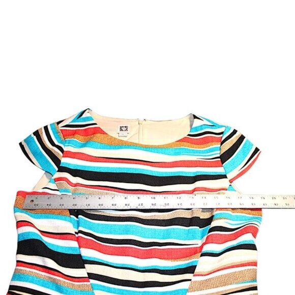 Anne Klein Multicolor Striped Fit & Flare Dress Size 14 Large - Picture 7 of 11